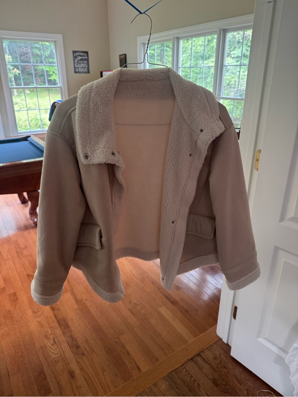 SHEIN Cream Teddy Fleece Lined Cropped Jacket